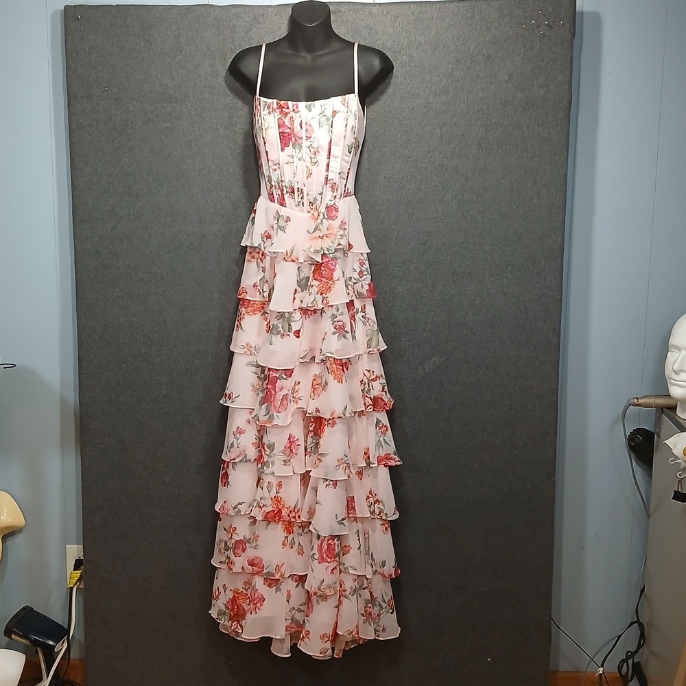 B. Darlin 3/4 Ruffle Corset Formal Dress Floral Roses Coquette Romantic Feminine